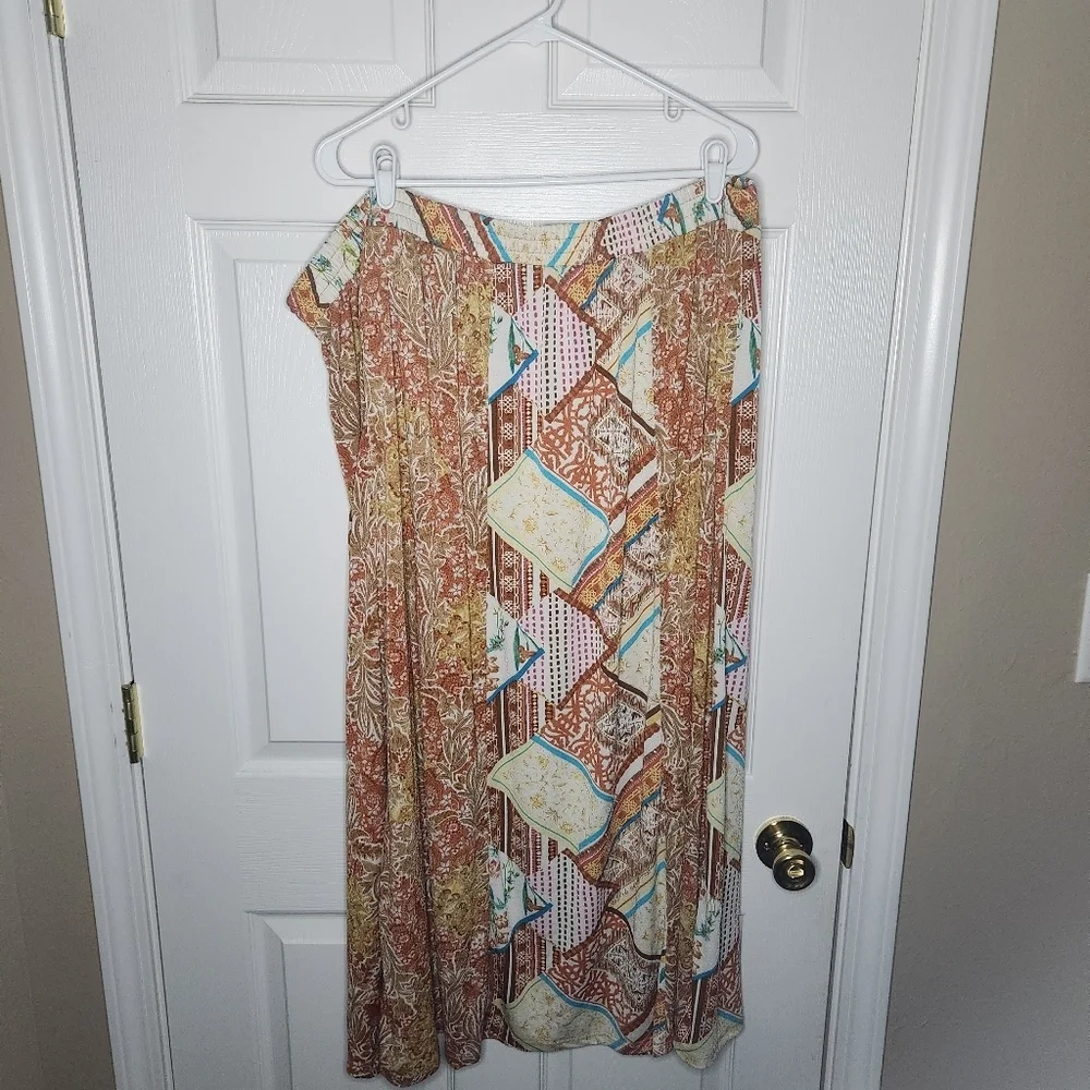 Cato Orange Yellow Pleated Maxi Skirt Resort Wear - Picture 4 of 4